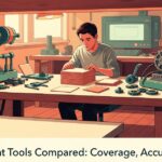 data enrichment tools compared on a workbench with blank paper records and precision measuring instruments