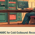 technician configuring spf dkim dmarc records on a terminal screen with server hardware behind