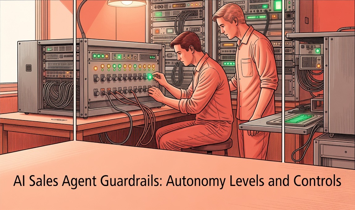 RevOps professional configuring ai sales agent guardrails at a workstation with pipeline controls visible