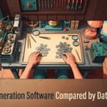 ai lead generation software data coverage comparison with hands sorting tiles on a worktable